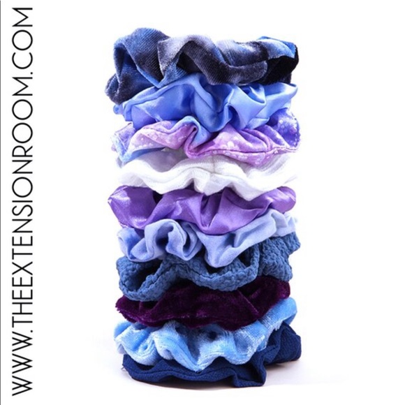 10PC Scrunchie Box Gift Variety Set | Blue & Purple Tie Dye - Picture 1 of 2